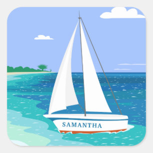 Stickers Plage Tropicale Monogram Sailboat Côté