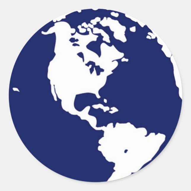 Stickers Planète Terre en bleu et blanc (Devant)