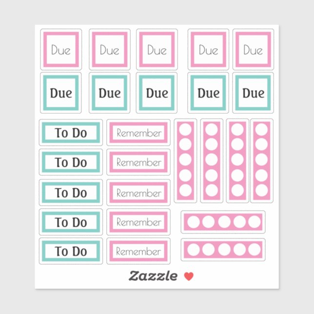 Stickers Planner à faire et à se souvenir en rose  (Feuille)