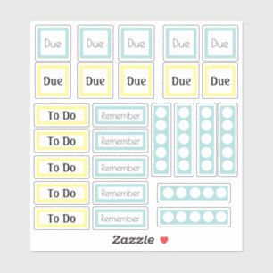Stickers Planner bleu jaune à faire et à se souven