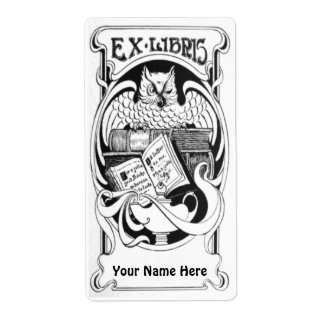 Stickers Plaque Art Nouveau Owl Ex Libris