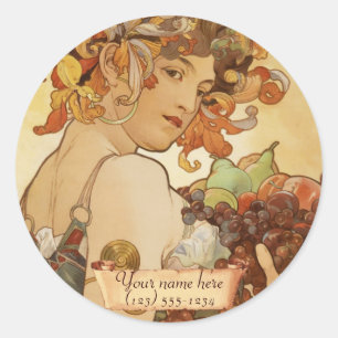 Stickers Plaque Mucha Fruit Art Nouveau