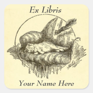 Stickers Plaques de livres Cat and Squirrel Ex Lib