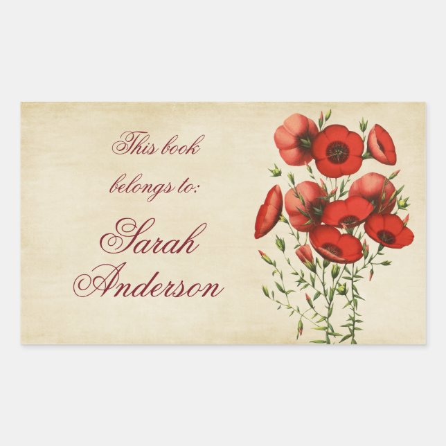 Stickers Plaques de livres de Poppies rouges Cela  (Devant)