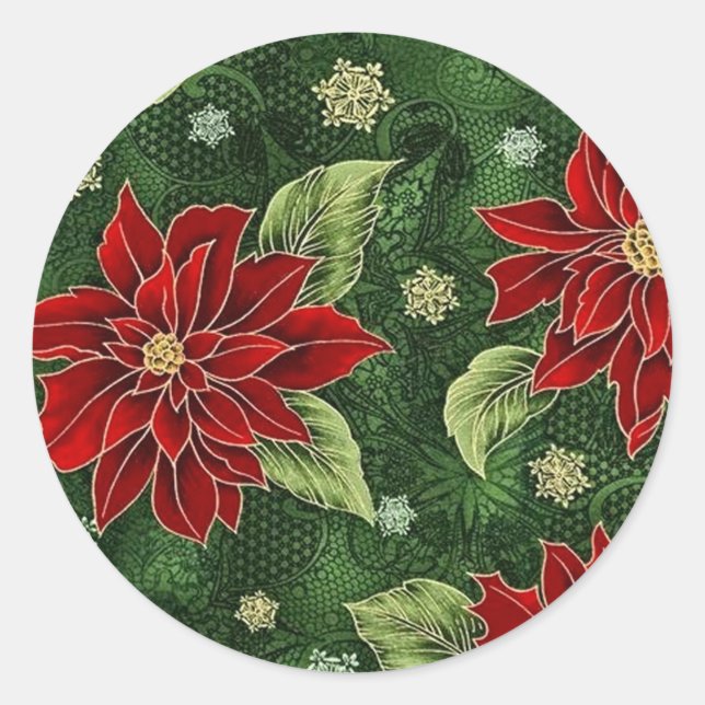 Stickers Poinsettia de Noël élégant (Devant)