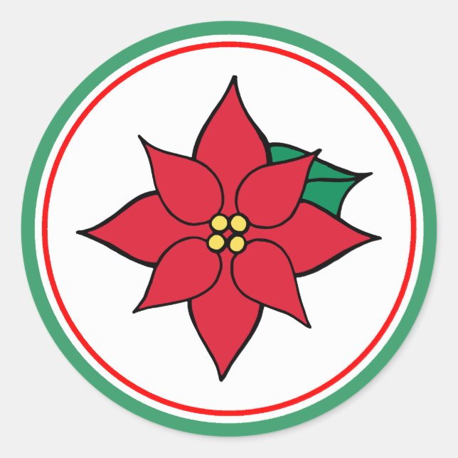 Stickers Poinsettia Festive Rouge Noël (Devant)