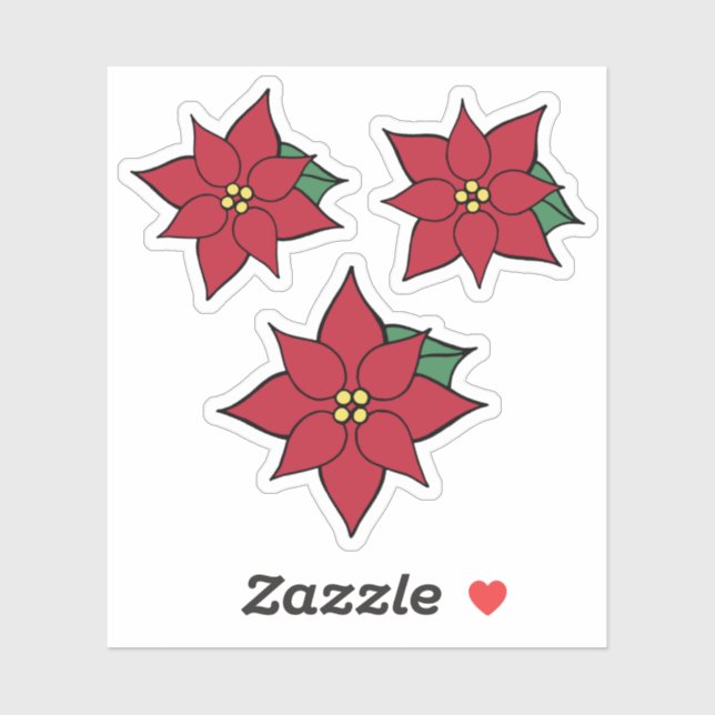 Stickers Poinsettias de Noël (Feuille)