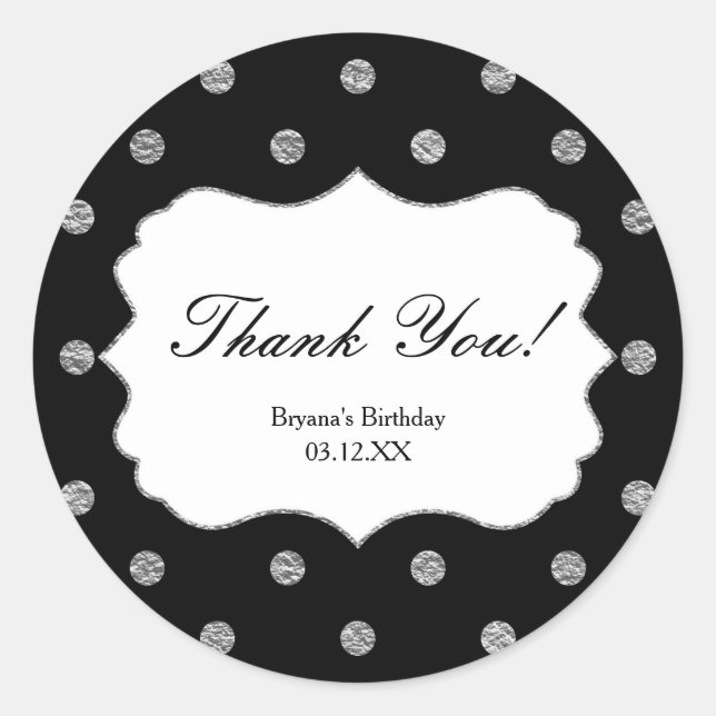 Stickers Pois Black & Silver Faux Foil (Devant)