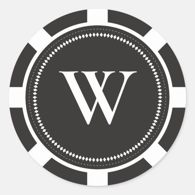 Stickers Poker Chip Wedding - Noir (Devant)