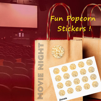 stickers Popcorn, feuille