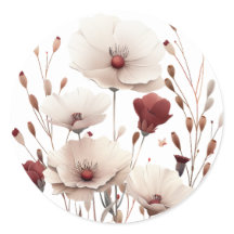 Stickers Poppy rose et blanc