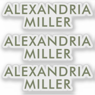 Stickers Portable Monogramme vert olive personnali