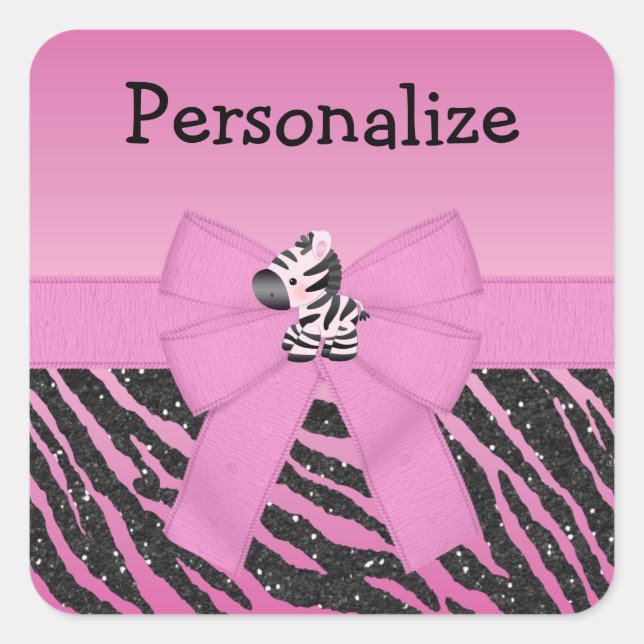 Stickers Poster de animal rose Zebra, Bow & Partie (Devant)