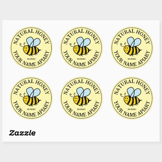 stickers pot de miel d'abeille ronde pour apiculte (Feuille)