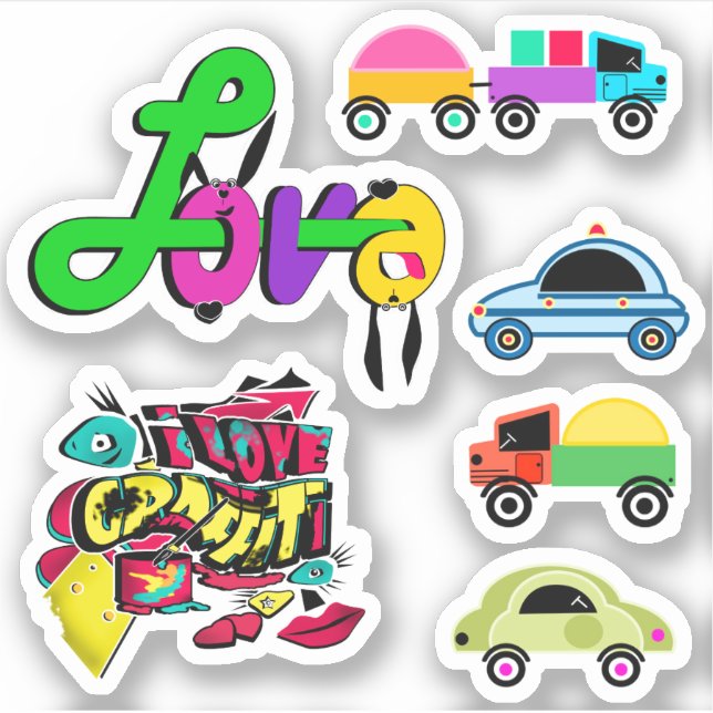 Stickers pour garçon, pour garçon, voiture, amour (Devant)