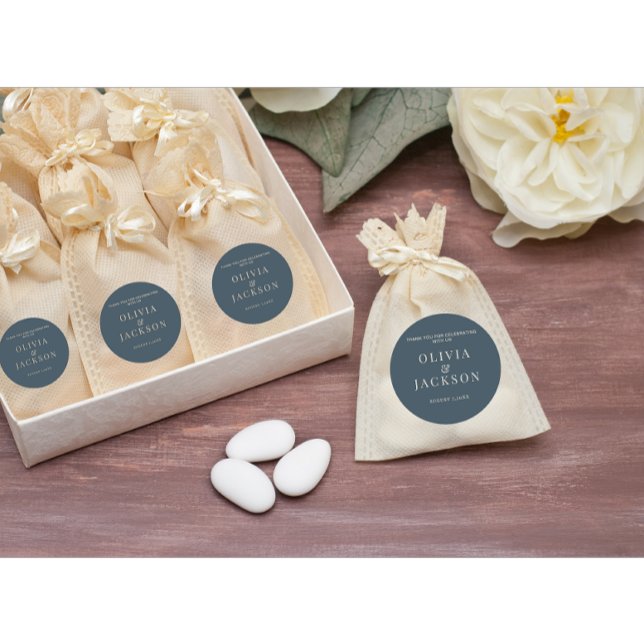 Stickers Pour Mariage Bonbons Cookies Sac Bleu Fon (Modern wedding couple cookies sticker)