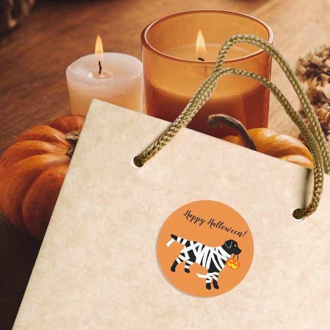 Stickers pour momie noir du Labrador (Halloween Black Labrador Mummy Stickers for Labrador Owners.  Funny Dog Design.  Personalized.)