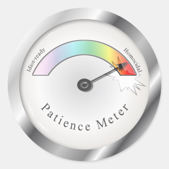 Stickers pour rire avec compteur de patience cassé (Devant)