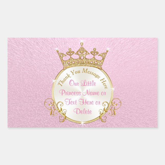 Stickers Princesse Personnalisée, Rose, Tiare Or (Devant)