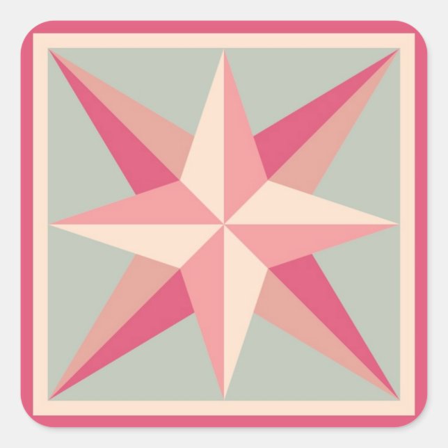 Stickers Quilt - Étoile biseautée (rose/gris) (Devant)