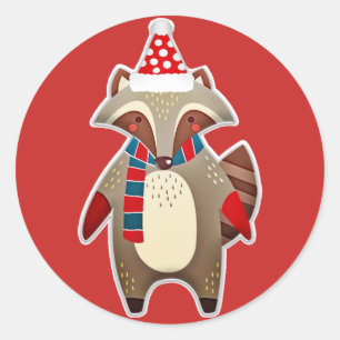 stickers raccoon de noël