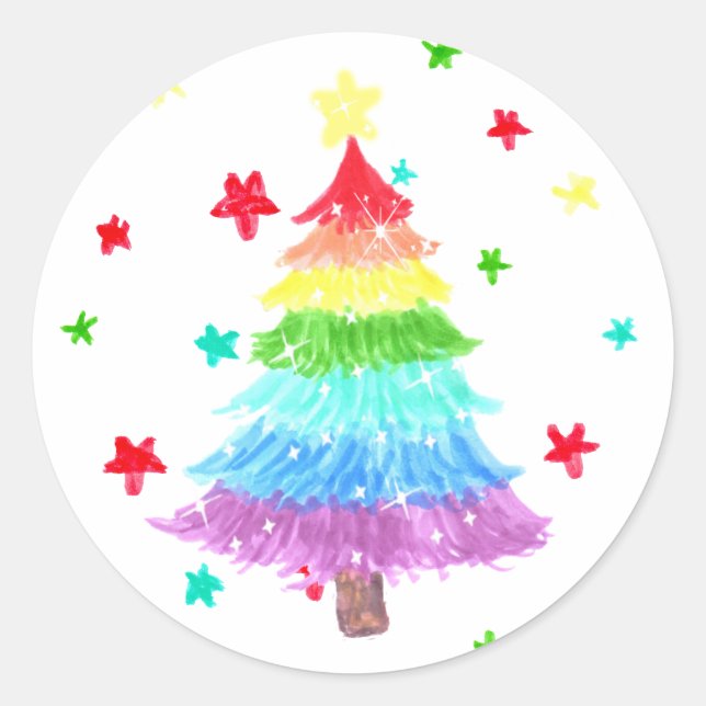 Stickers Rainbow Christmas Tree LGBT Pride (Devant)