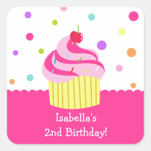 Stickers Rainbow Cupcake BIrthday Merci Étiquette