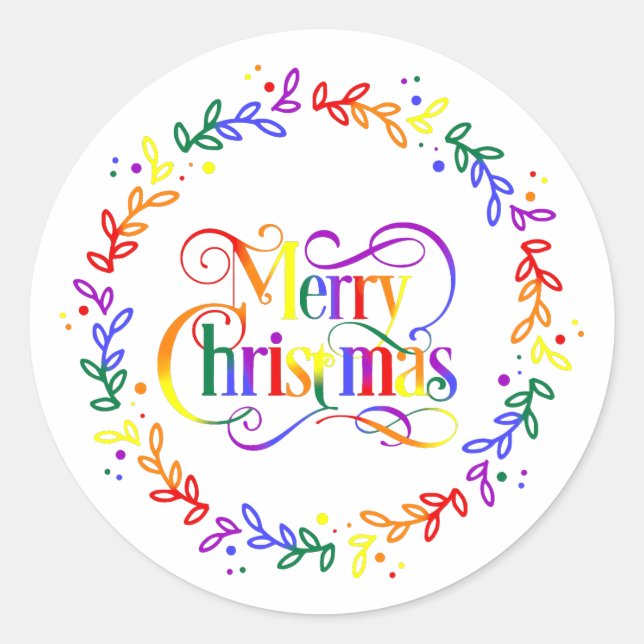 Stickers Rainbow Merry Christmas Wreath (Devant)