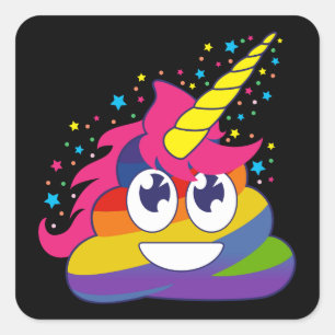 Stickers Rainbow Poop Emoji Unicorn (noir)