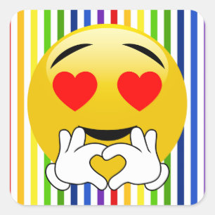 Stickers Rainbow Stripes Love Heart Eye Emoji Stic