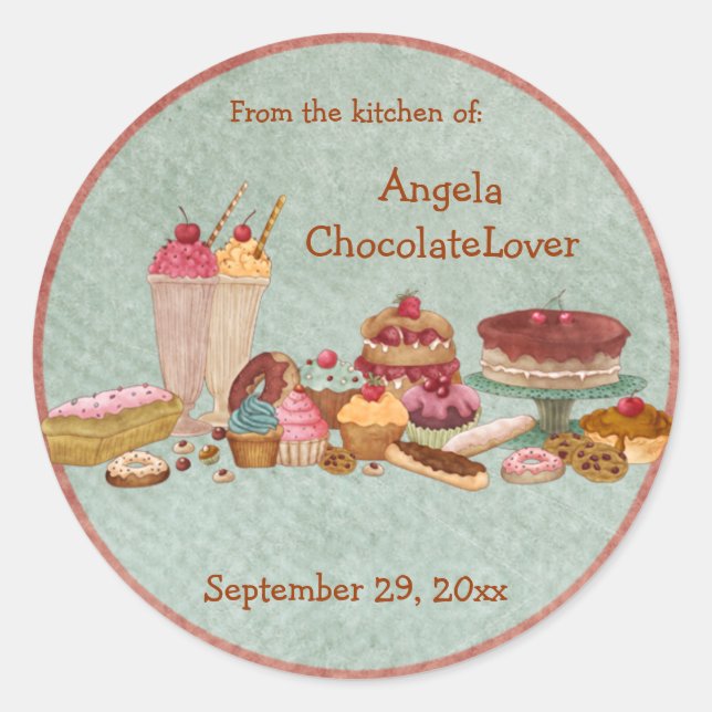 Stickers Recette Dessert Personnalisé (Devant)