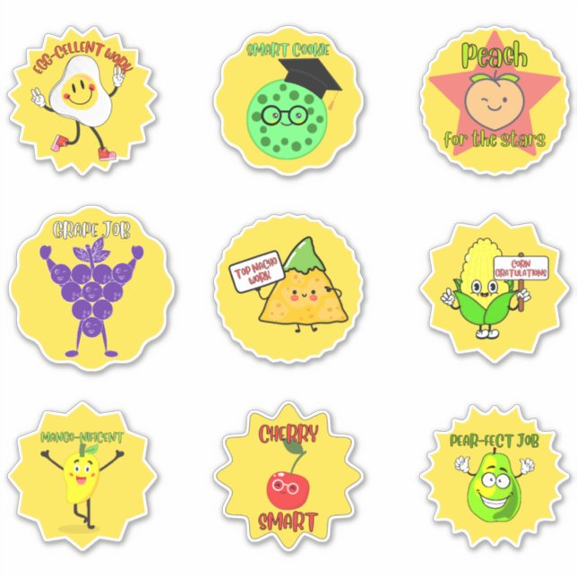 Stickers Récompenses pour enseignants de fruits et (Devant)