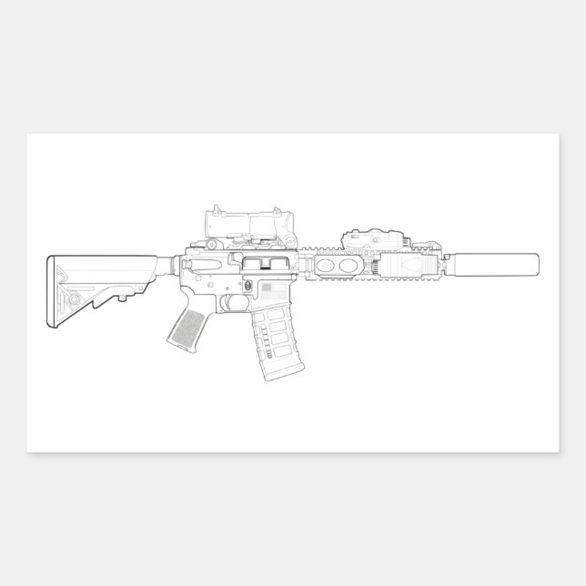 Stickers Rectangle CQBR MK18 Mod 0 (Devant)