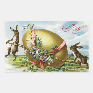 Stickers Rectangle d'Oeufs de Pâques et lapins vin
