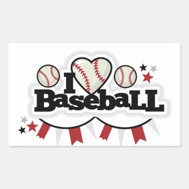 Stickers Rectangle/I Love Baseball (Devant)
