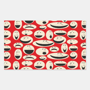 Stickers Rectangle Motif face à la caricature rétr