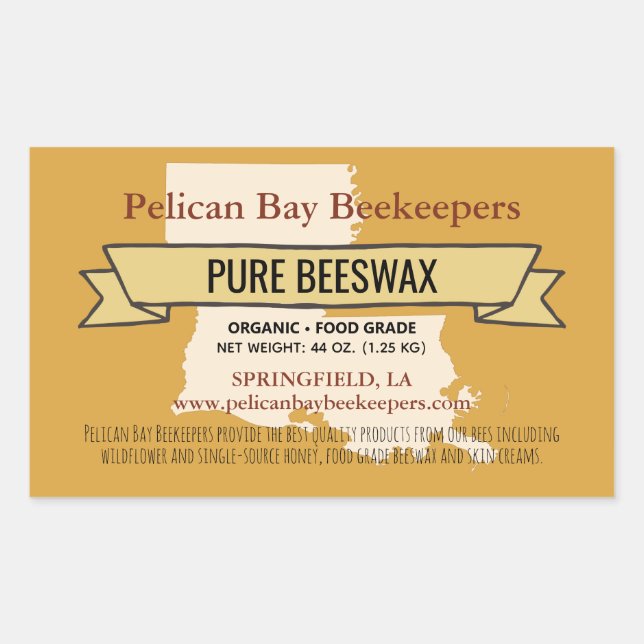 Stickers Rectangle produit de miel de Louisiane (Devant)