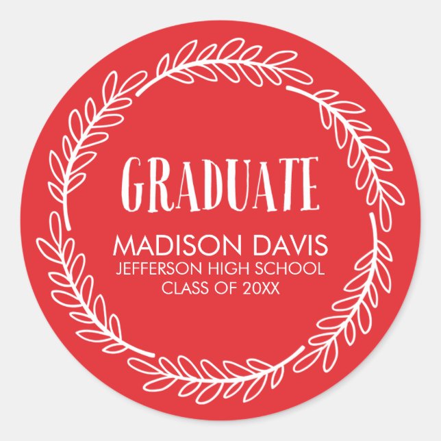 Stickers Red and White Wreath Graduation (Devant)