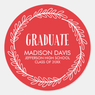Stickers Red and White Wreath Graduation