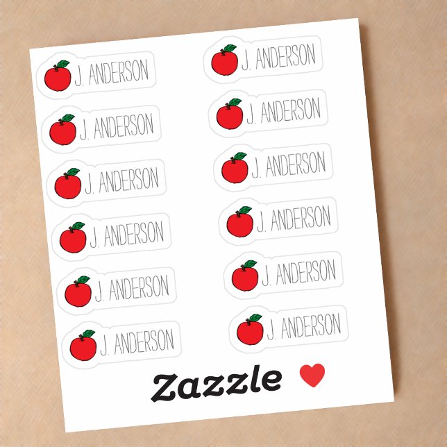 Stickers Red Apple Name pour enseignants - Set de  (A dozen name labels for teachers  🍎❤️)