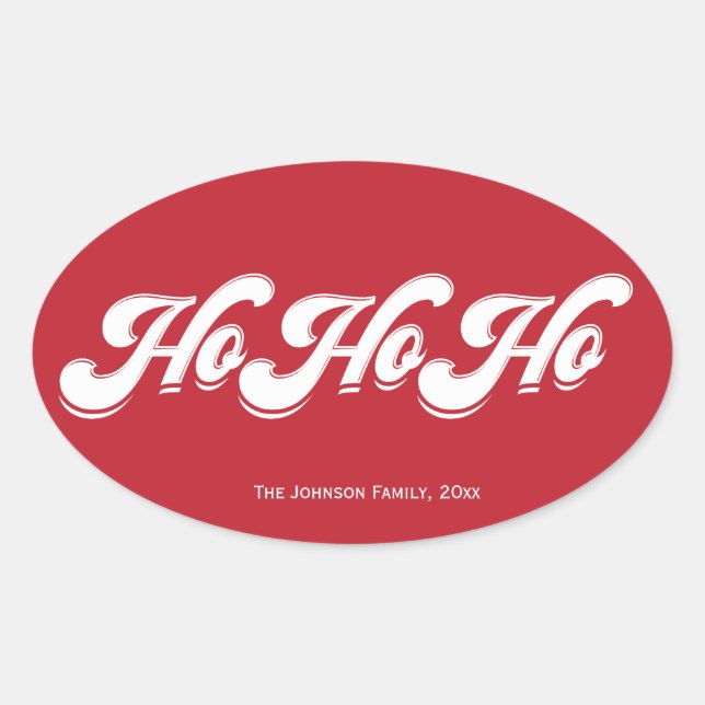 Stickers Red Christmas Ho Ho Oval (Devant)