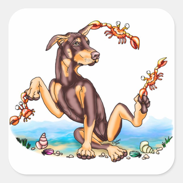 Stickers Red Doberman Pinscher Kinda Crabby (Devant)