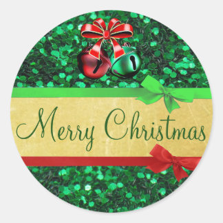 Stickers Red Green Gold Merry Christmas Bows