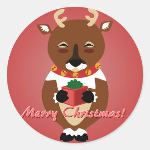 Stickers Red Happy Reindeer