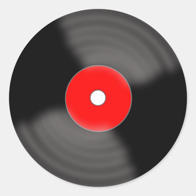 Stickers Red Retro Vinyl Record (Devant)