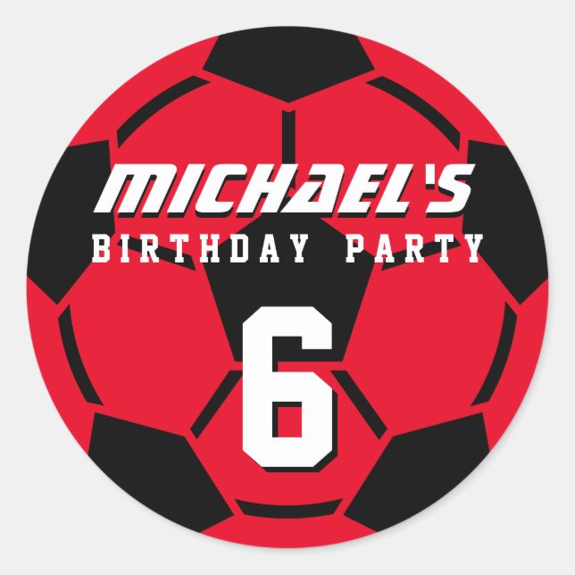Stickers Red Soccer Ball Sports (Devant)