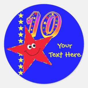 Stickers Red Star 10th Birthday