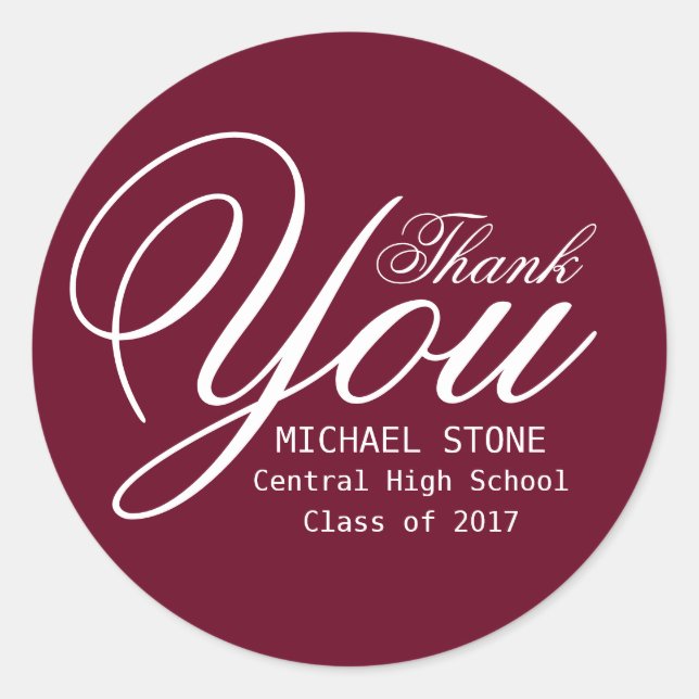 Stickers Red White Merci Graduation Custom (Devant)