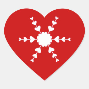 Stickers Red White Valentine Heart Snowflake