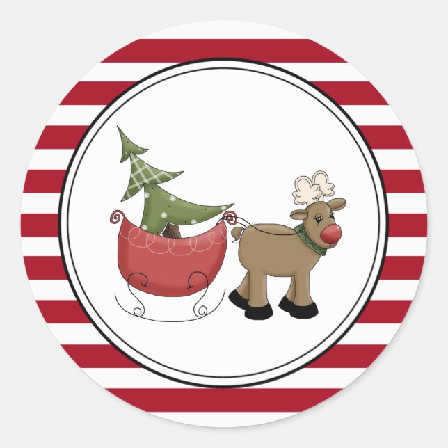 Stickers Reindeer & Sleigh Holiday Enveloppe Seals (Devant)